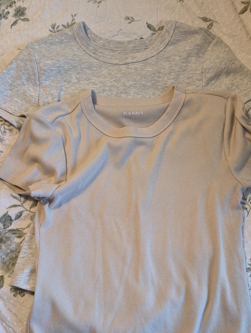 Old Navy Ribbed Tee Duo - Beige & Light Gray